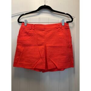 Elevenses Women’s Mid Rise Flat Front Side Zip Casual Chino Shorts Size 4 Orange